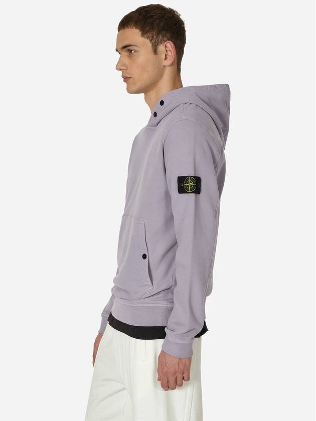 Snap Brushed Cotton Fleece Hoodie Lavender - STONE ISLAND - BALAAN 5