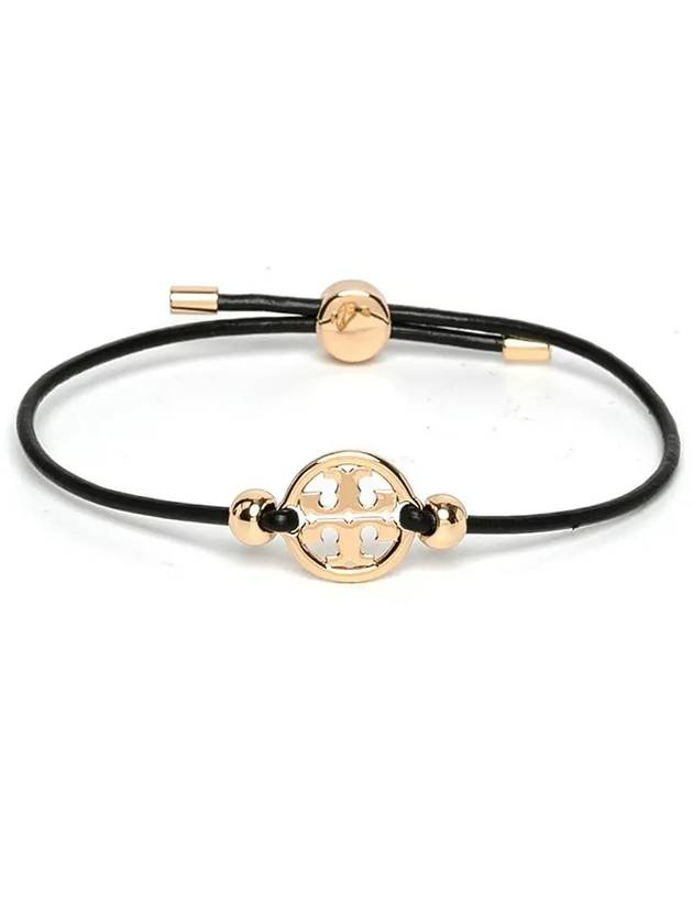 Miller Logo Charm Slider Leather Bracelet Black - TORY BURCH - BALAAN 4