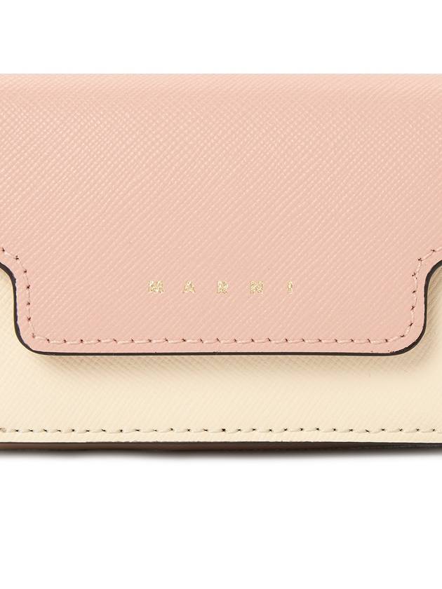 Saffiano Color Block Tri-Fold Half Wallet Pink - MARNI - BALAAN 8