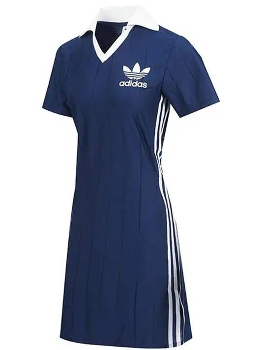 W Adicolor 3S pinstripe collar short sleeve dress IX5509 - ADIDAS - BALAAN 2