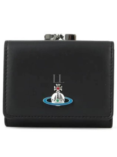 Small Frame Leather Half Wallet Black - VIVIENNE WESTWOOD - BALAAN 2