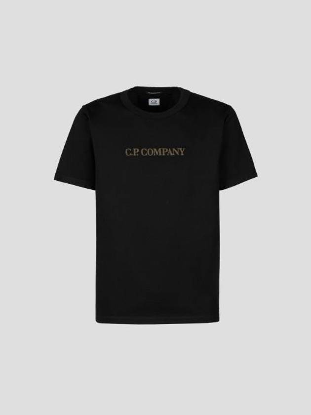 Embroidered Logo Crew Neck Cotton Short Sleeve T-Shirt Black - CP COMPANY - BALAAN 2