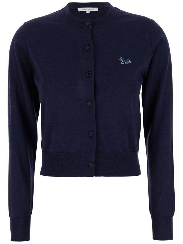 Baby Fox Patch Regular Cardigan Blue - MAISON KITSUNE - BALAAN 2