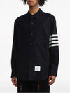 4 Bar Stripe Plain Weaving Wool Long Sleeve Shirt Navy - THOM BROWNE - BALAAN 5