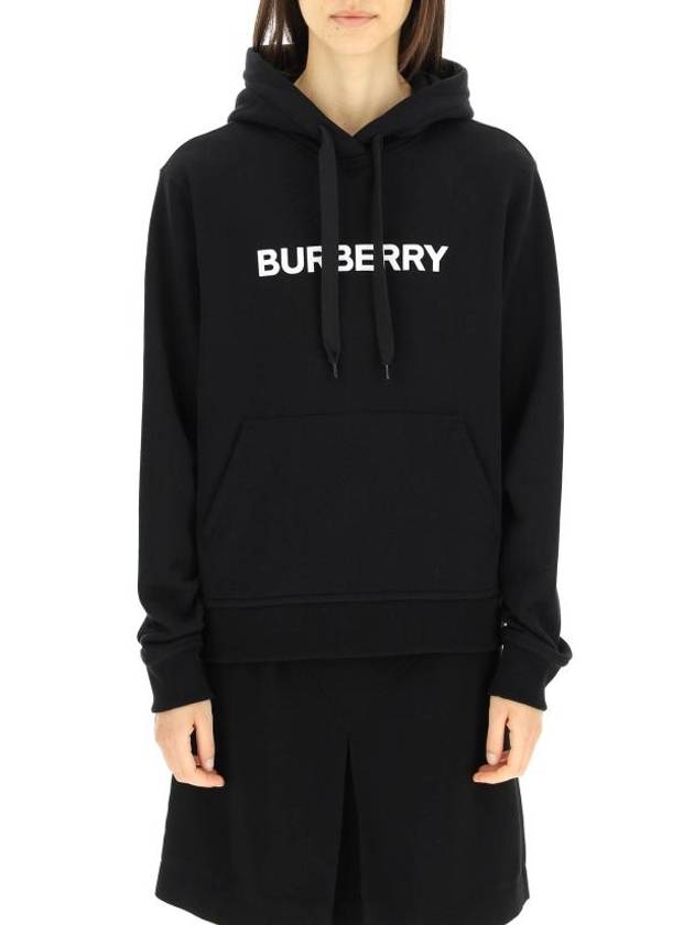 Logo Print Cotton Oversized Hoodie Black - BURBERRY - BALAAN 3