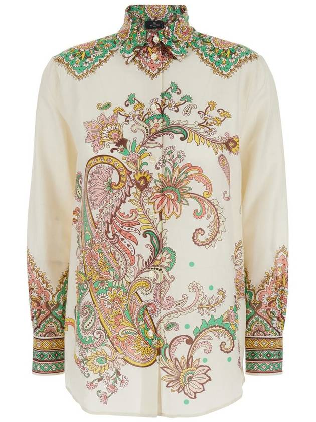 Multicolor Shirt With Classic Collar And All-Over Paisley Print In Cotton And Silk Woman - ETRO - BALAAN 1