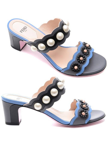 Women's Pearl Flower Mule Slippers 8R6691_A162_F113K_18S - FENDI - BALAAN 1