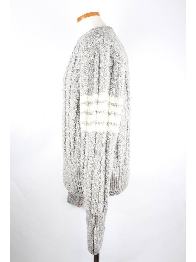 Aran cable diagonal armband knit gray 5 110 - THOM BROWNE - BALAAN 3