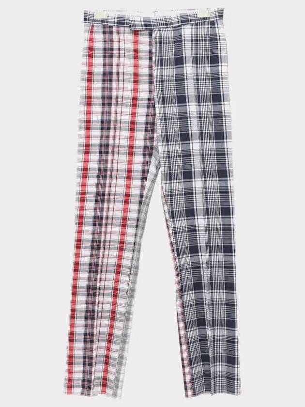 Men's Fun Mix Striped Plaid Low Rise Straight Pants - THOM BROWNE - BALAAN 2