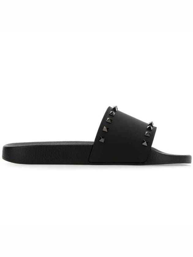 Men's Rockstud Slippers Black - VALENTINO - BALAAN.