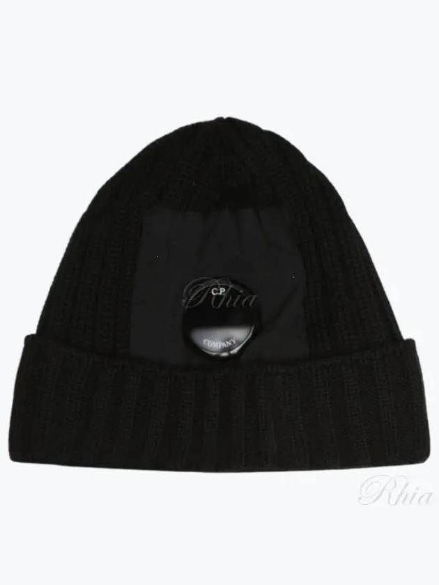 Lens Wappen Ribbed Wool Beanie Black - CP COMPANY - BALAAN 2