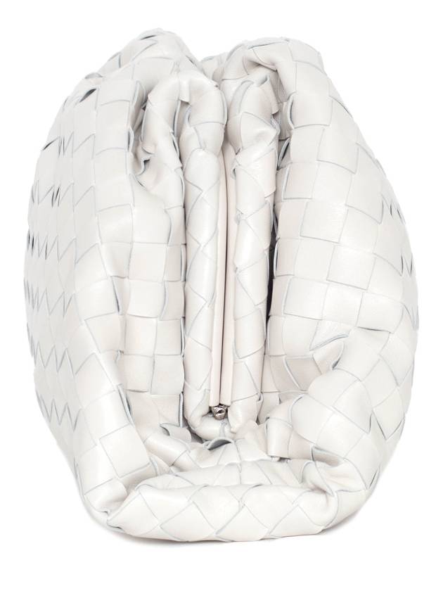 Intrecciato Nappa Leather Dumpling Clutch Bag White - BOTTEGA VENETA - BALAAN 4