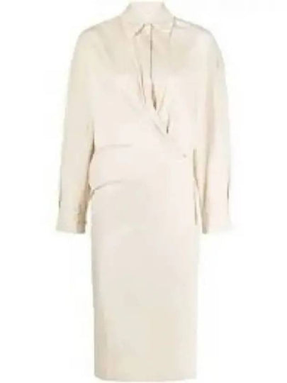 Straight Collar Twist Long Dress Cream - LEMAIRE - BALAAN 2