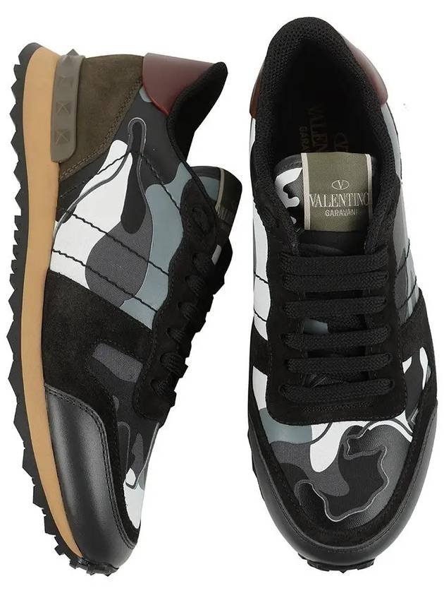 Camouflage Rockrunner Low Top Sneakers Grey - VALENTINO - BALAAN 3