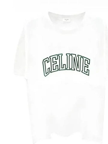 Loose cotton jersey short sleeve t shirt off white green men s 271745 - CELINE - BALAAN 1