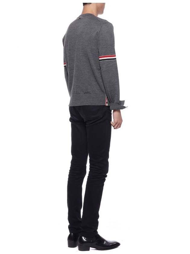 Merino Striped Crew Neck Knit Top Grey - THOM BROWNE - BALAAN 7