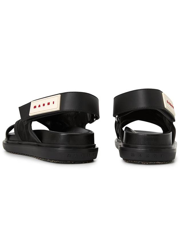 Logo Patch Crossover Sandals Black - MARNI - BALAAN 7