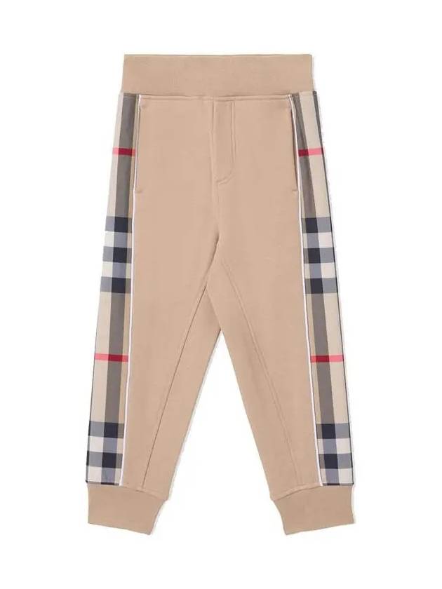 Kids Check Panel Trim Track Pants Beige 8054036 - BURBERRY - BALAAN 1