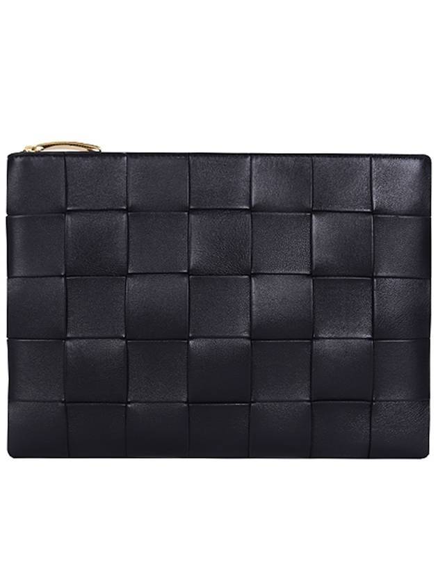 Cassette Intrecciato Medium Clutch Bag Black - BOTTEGA VENETA - BALAAN 1