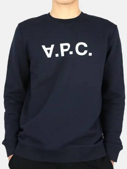 Men's VPC Logo Print Crew Neck Sweatshirt Navy - A.P.C. - BALAAN 2