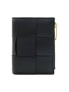 Cassette Zipper Bifold Half Wallet Black - BOTTEGA VENETA - BALAAN 3