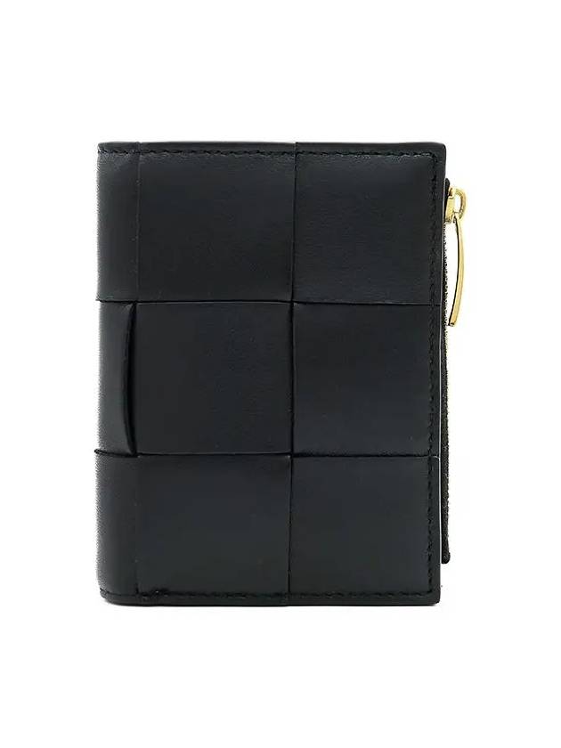 Cassette Zipper Bifold Half Wallet Black - BOTTEGA VENETA - BALAAN 3