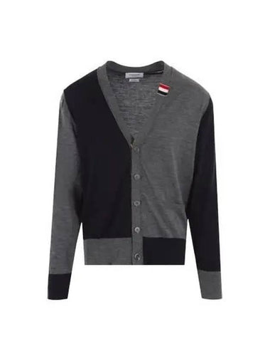 Three stripes detail two tone cardigan navy MKC489F Y1014 - THOM BROWNE - BALAAN 1