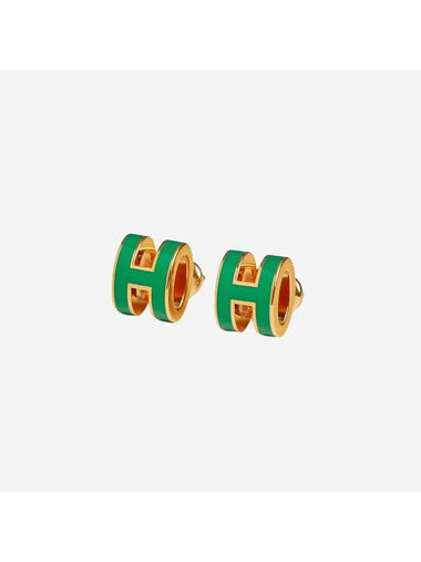 Mini Pop H Earrings Gold Malachite - HERMES - BALAAN 1