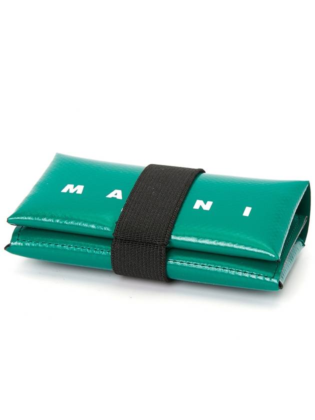 White Logo Banded Coin Card Wallet Green - MARNI - BALAAN 4