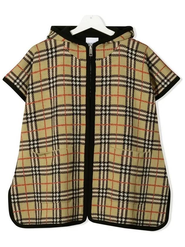 Kids Check Wool Hooded Poncho Archive Beige 8017882 - BURBERRY - BALAAN 2