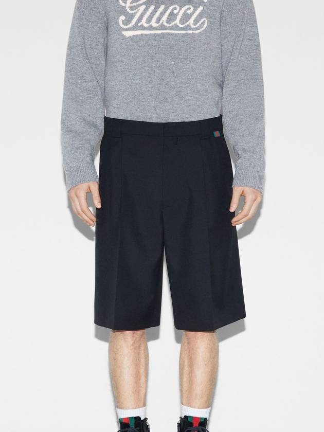 Web Wool Blend Shorts Black - GUCCI - BALAAN 4