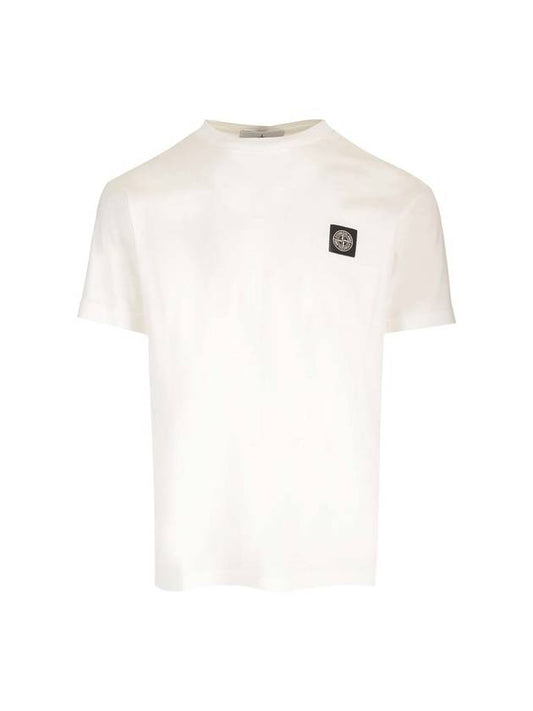 Logo Patch Short Sleeves T-Shirt White - STONE ISLAND - BALAAN 1
