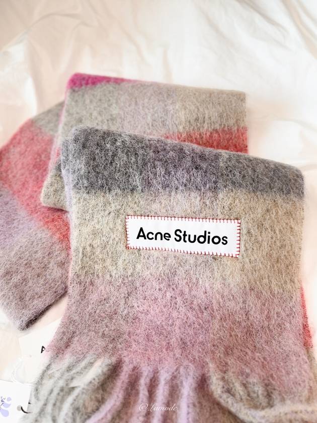 Check Mohair Muffler Fuchsia Lilac Pink - ACNE STUDIOS - BALAAN 6