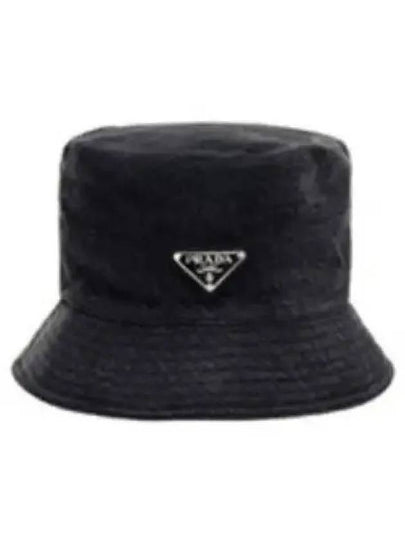 Triangle Logo Denim Bucket Hat Black - PRADA - BALAAN 2