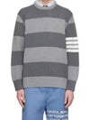 Rose Icon Rugby Stripe Cotton Knit Top Grey - THOM BROWNE - BALAAN 2