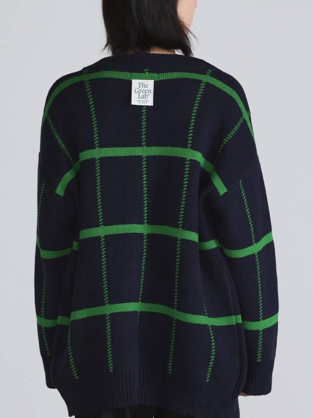 Big Check Cardigan Navy - THE GREEN LAB - BALAAN 5