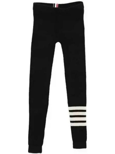 Women's Wool Cashmere Rib 4 Bar Leggings Black - THOM BROWNE - BALAAN 2