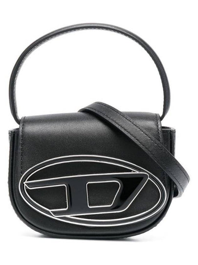 1DR Round Logo Leather Mini Shoulder Bag Black - DIESEL - BALAAN 2