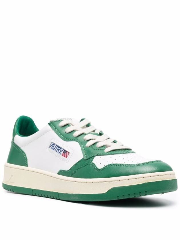 Men's Medalist Leather Low Top Sneakers Green - AUTRY - BALAAN 5