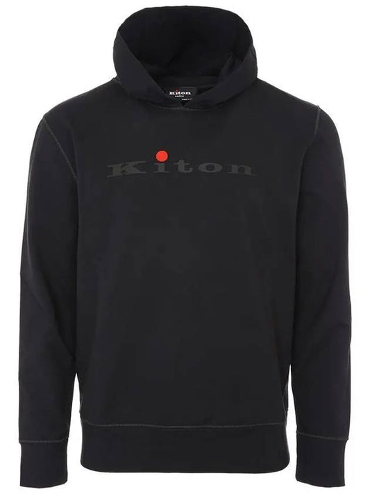 Men's Logo Cotton Hoodie Black - KITON - BALAAN 1