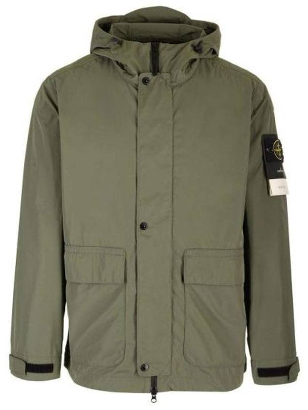 Logo Patch Hooded Jacket Olive - STONE ISLAND - BALAAN 2