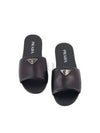 Logo Leather Slide Slippers Black - PRADA - BALAAN 2