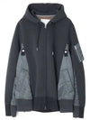 Sponge Sweat X Nylon Twill Hooded Jacket Grey - SACAI - BALAAN 1