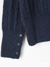 Donegal Twist Cable 4 Bar Classic V Neck Cardigan Blue - THOM BROWNE - BALAAN 7