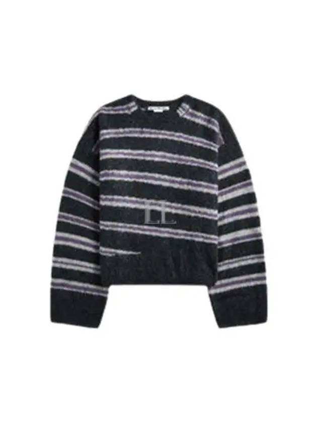 Striped Mohair Blend Jumper Knit Top Black - ACNE STUDIOS - BALAAN 2