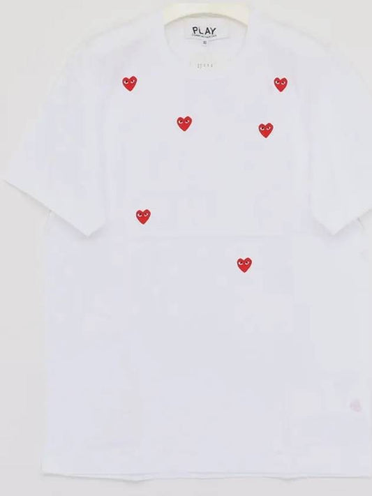 P1T3383 WHITE Manny Red Heart Short Sleeve T Shirt - COMME DES GARCONS - BALAAN 1