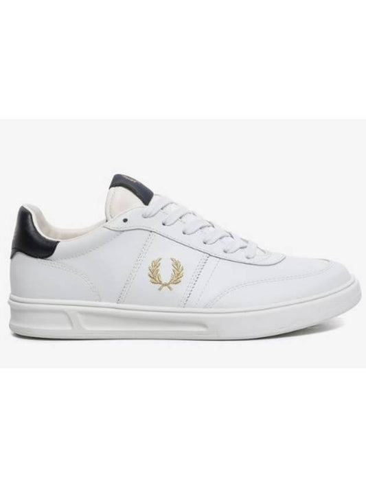 Embroidered Logo Leather Low-Top Sneakers White - FRED PERRY - BALAAN 1