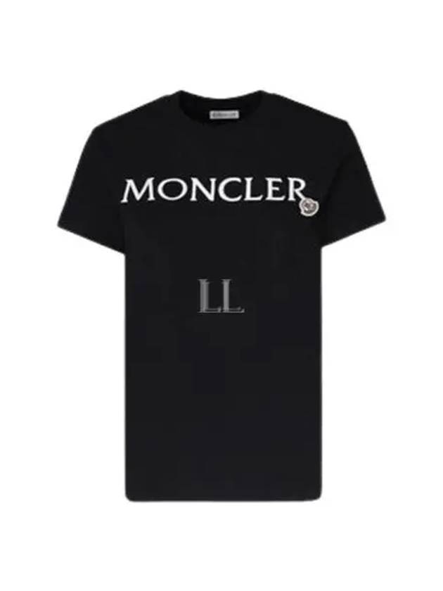 Women's Embroidered Logo Short Sleeve T-Shirt Black - MONCLER - BALAAN 2