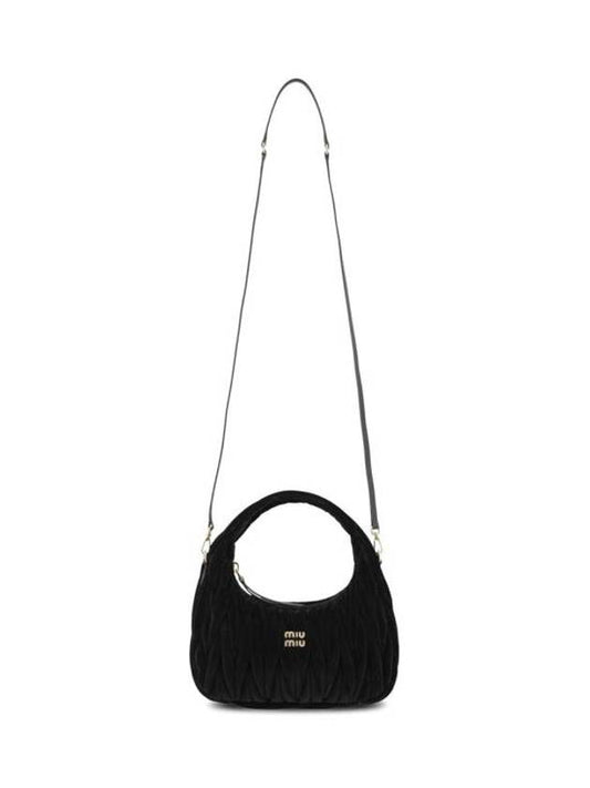 Wonder Matelasse Velvet Shoulder Bag Black - MIU MIU - BALAAN 1