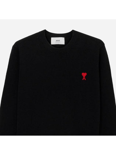 Heart Logo Men s Sweater Knit Black BFHKS001001 - AMI - BALAAN 2